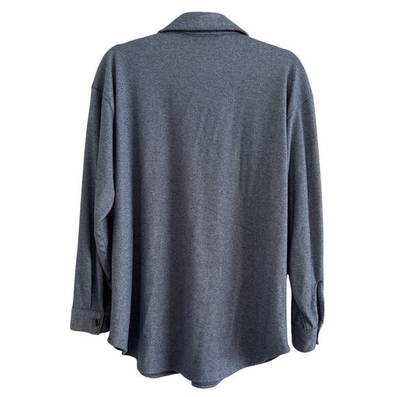 GH Bass & Co Womens Snap Front Collared Shirt Medium Oversized Striped Casual - Picture 2 of 11